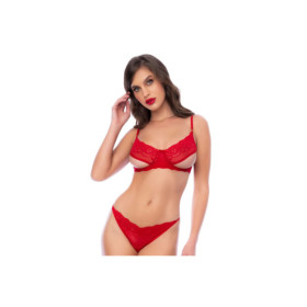 Ensemble 2 pièces en dentelle rouge 